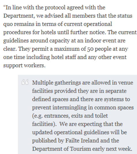 Next: the Irish Hotel Federation double down a bit.  https://www.thejournal.ie/irish-hotels-federation-golf-gate-5181902-Aug2020/