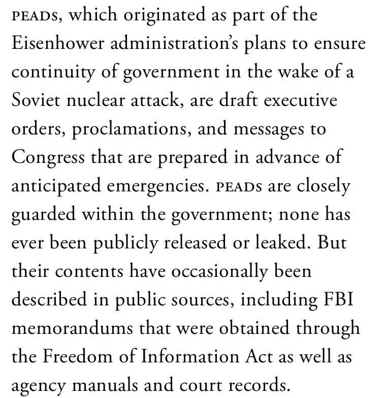 ‘According to these sources, peads drafted from the 1950s through the 1970s would authorize not only martial law but the suspension of habeas corpus by the executive branch, the revocation of Americans’ passports, and the roundup and detention of “subversives”’