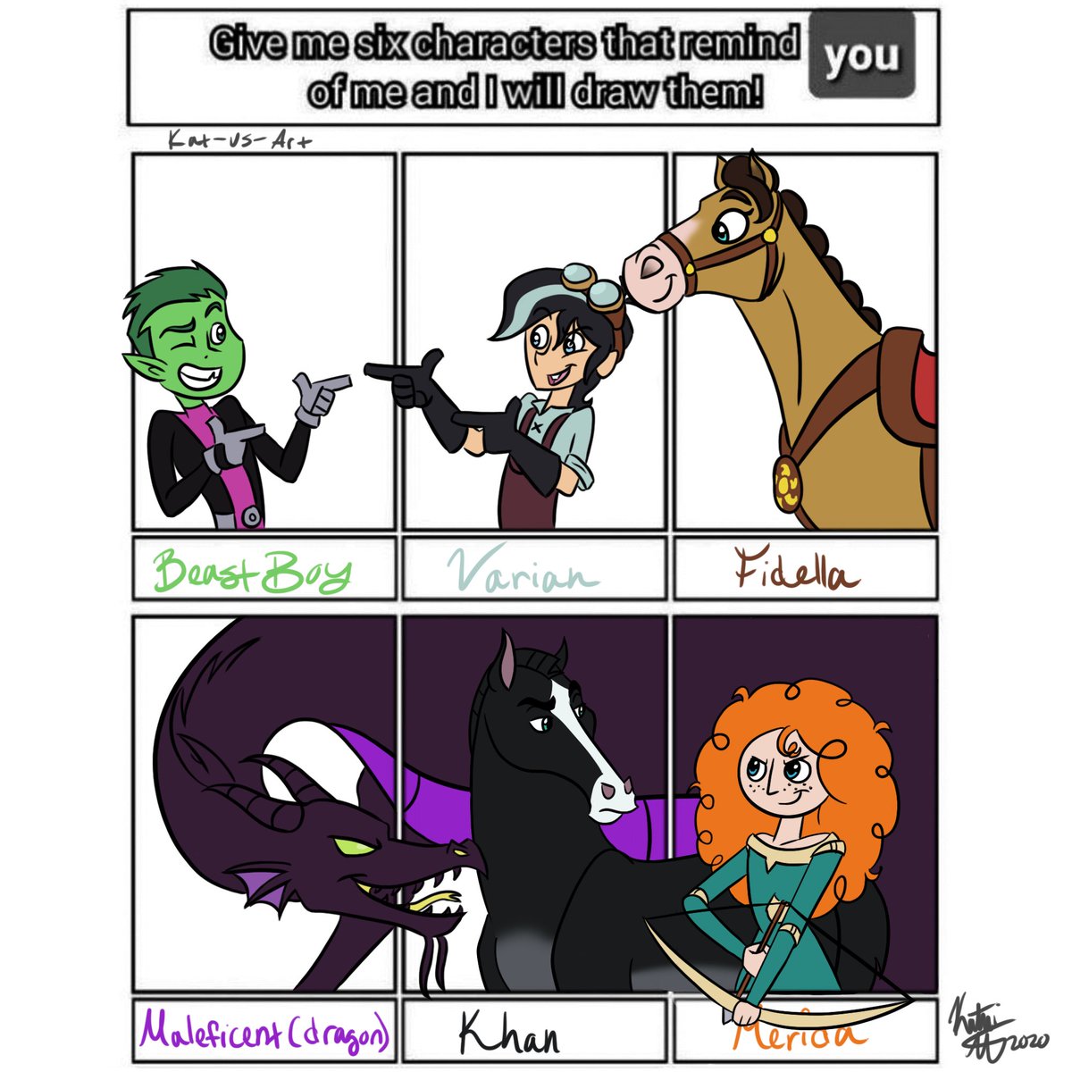 Kat_Tumasz's tweet photo. Happy #fanartfriday guys! Here’s part one of two of the awesome suggestions I got from here and IG
.
.
#TeenTitans #beastboy #varian #maleficent #merida #khan #horse #dragon #rapunzelstangledadventure #tangledtheseries #varianandthesevenkingdoms #fidella #mulan #brave #disney https://t.co/se6byIcdei