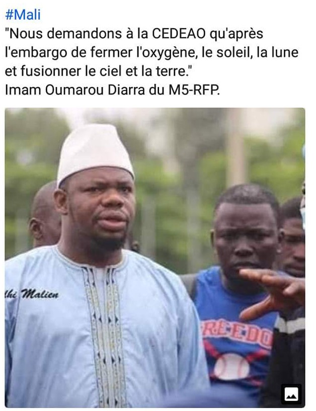 AZusanne's tweet photo. La #Punchline de cet imam malien ! C'est tellement chargé d'énergie et de je-m'en-foutisme que la #CEDEAO sait à quoi s'attendre. #Mali #IBKDemission https://t.co/kAMpGHDASo