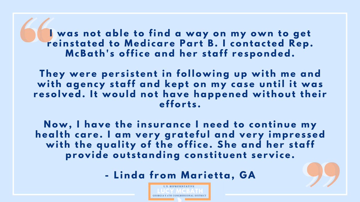 Linda A. from Marietta was having trouble with her Medicare coverage.  #GA06