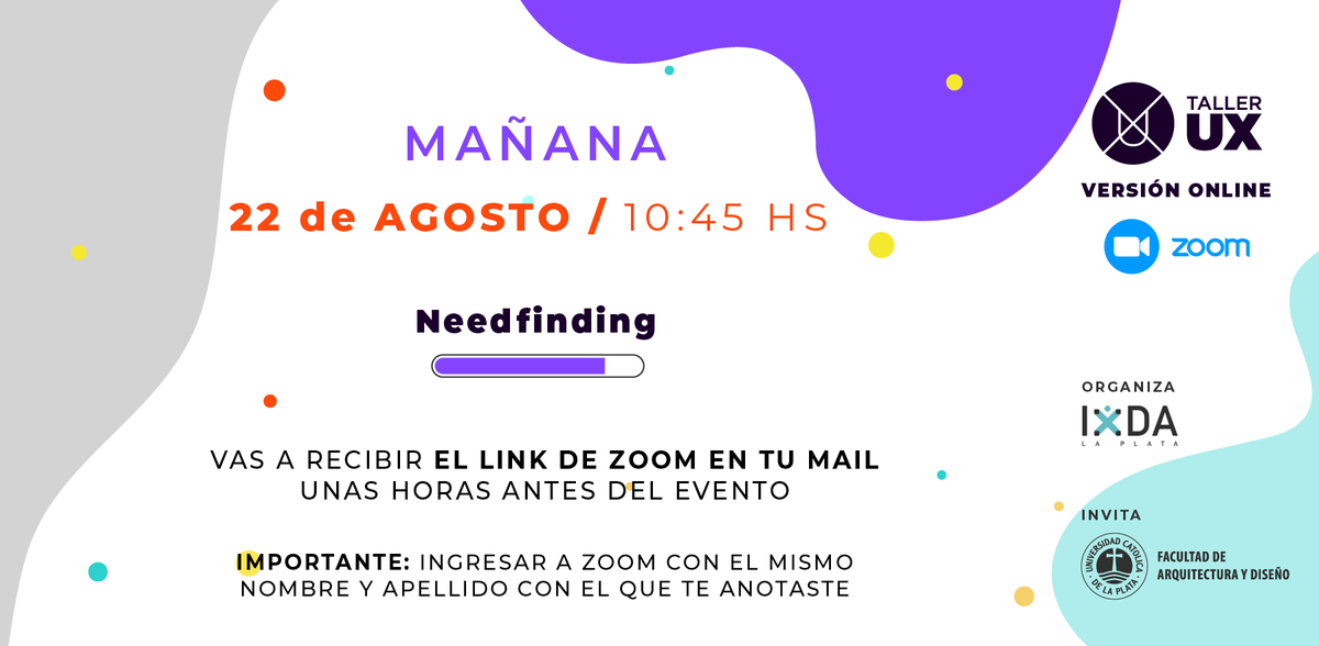 ixdalaplata's tweet photo. ¡Mañana! 2do Taller UX: NEEDFINDING 🕘10:45AM
Chequeá tu mail el sábado a la mañana recibirás tu acceso a ZOOM. Recordá ingresar con el nombre y apellido que utilizaste en la inscripción. ¡Nos vemos!
#TallerUXlaplata #ixdalaplata #ComunidadUXLaPlata #quedateencasa #needfinding https://t.co/CIyKL59E0w