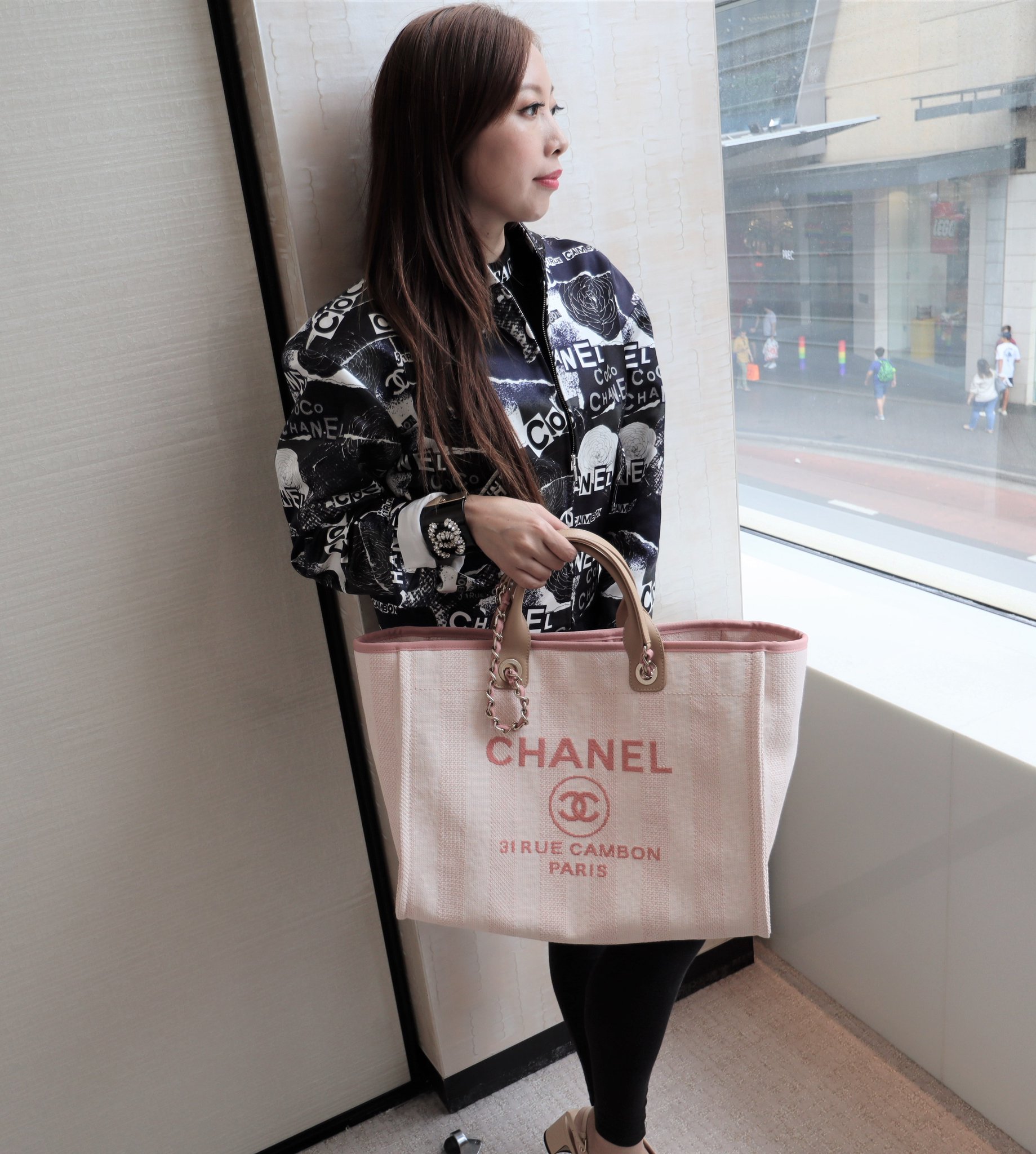 Chanel Deauville Large Pink Canvas Tote