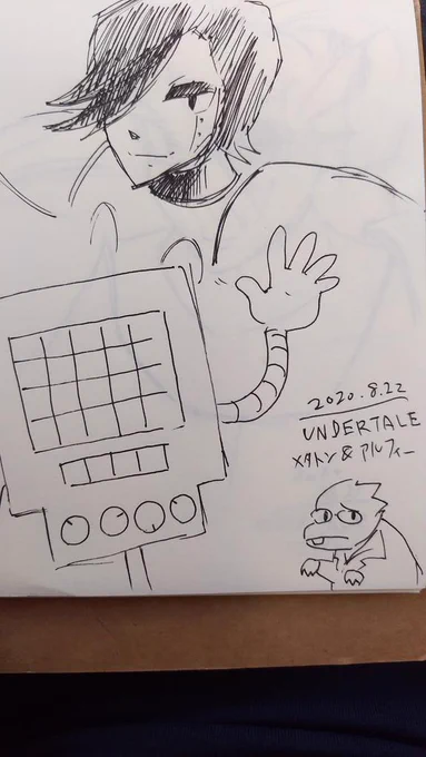 電車の中で絵が描けるかチャレンジ
UNDERTALEのメタトン(通常時&メタトンEX)とアルフィー 
