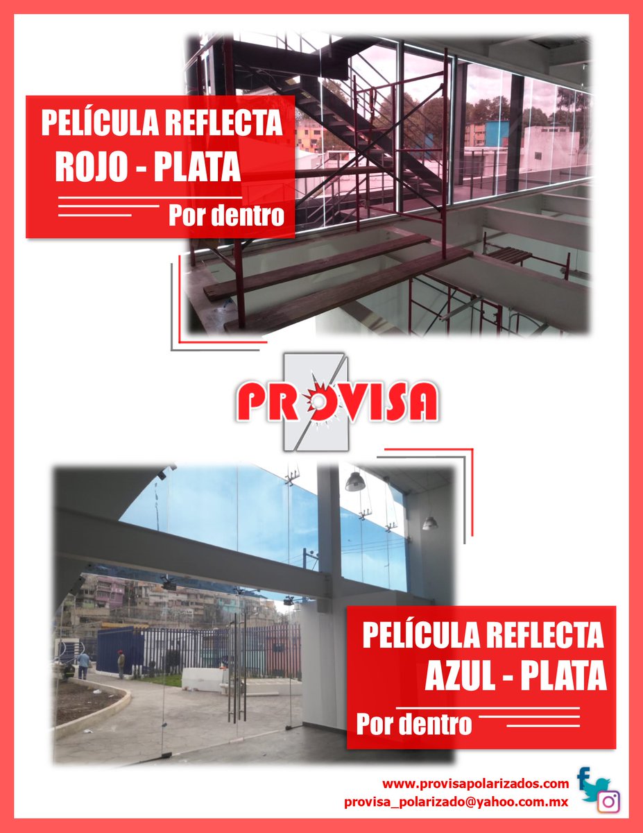 PPolarizado's tweet photo. COLORES REFLECTA POR DENTRO.
ÂĄPregunta y cotiza nuestras pelĂculas de control solar en nuestra pĂĄgina o enviando un mensaje a nuestro WhatsApp!
https://t.co/rdv2p8oXQE
WhastsApp -> https://t.co/T0P6TuJRx7
#PROVISA #Calidad #Servicio #Pelicula #Decorar #Interiores https://t.co/uEA0mCIr79