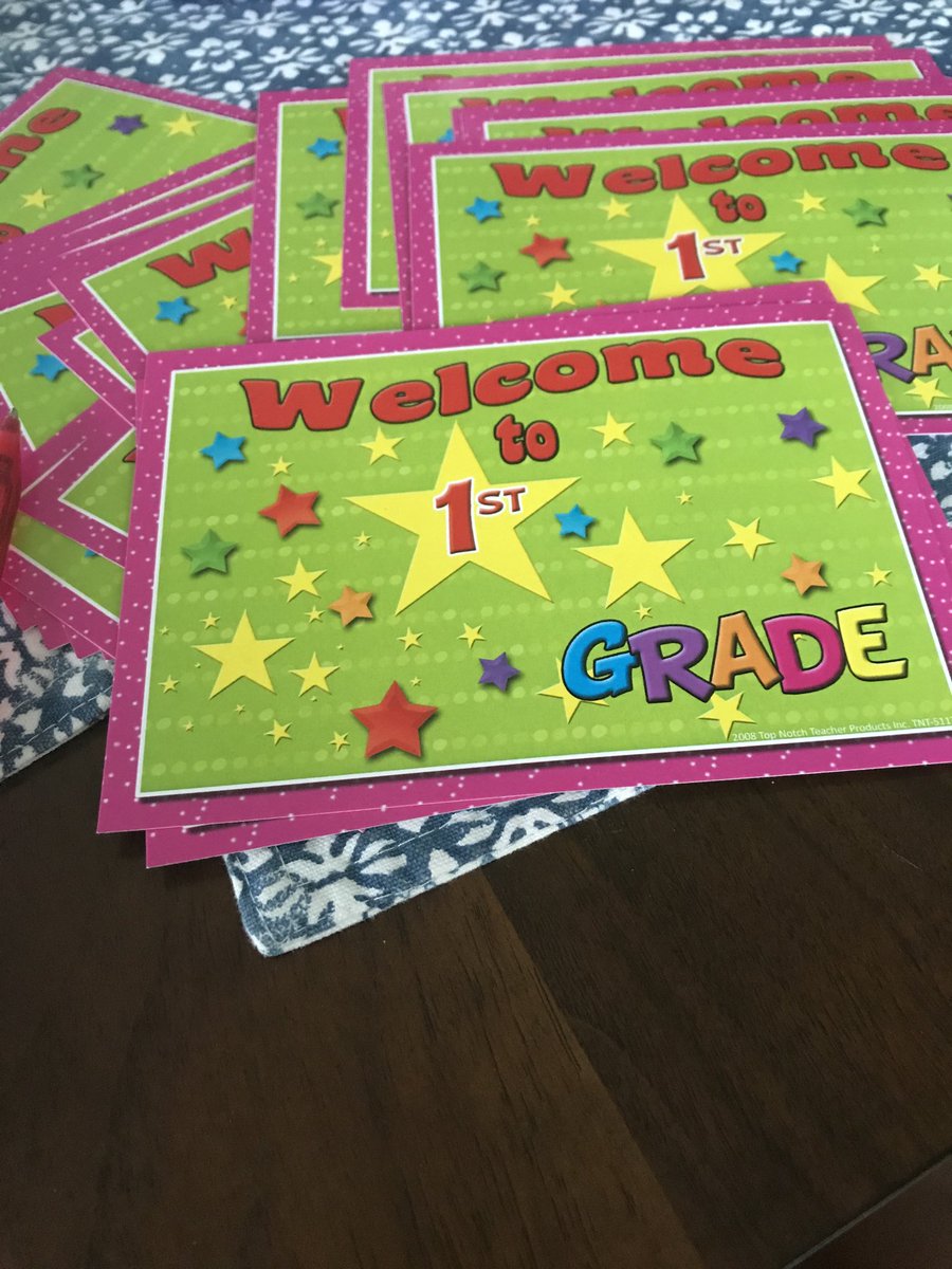 Postcards ready to go in the mail to greet my new first graders. I’m so excited to meet them. #BelieveAchieveSucceed