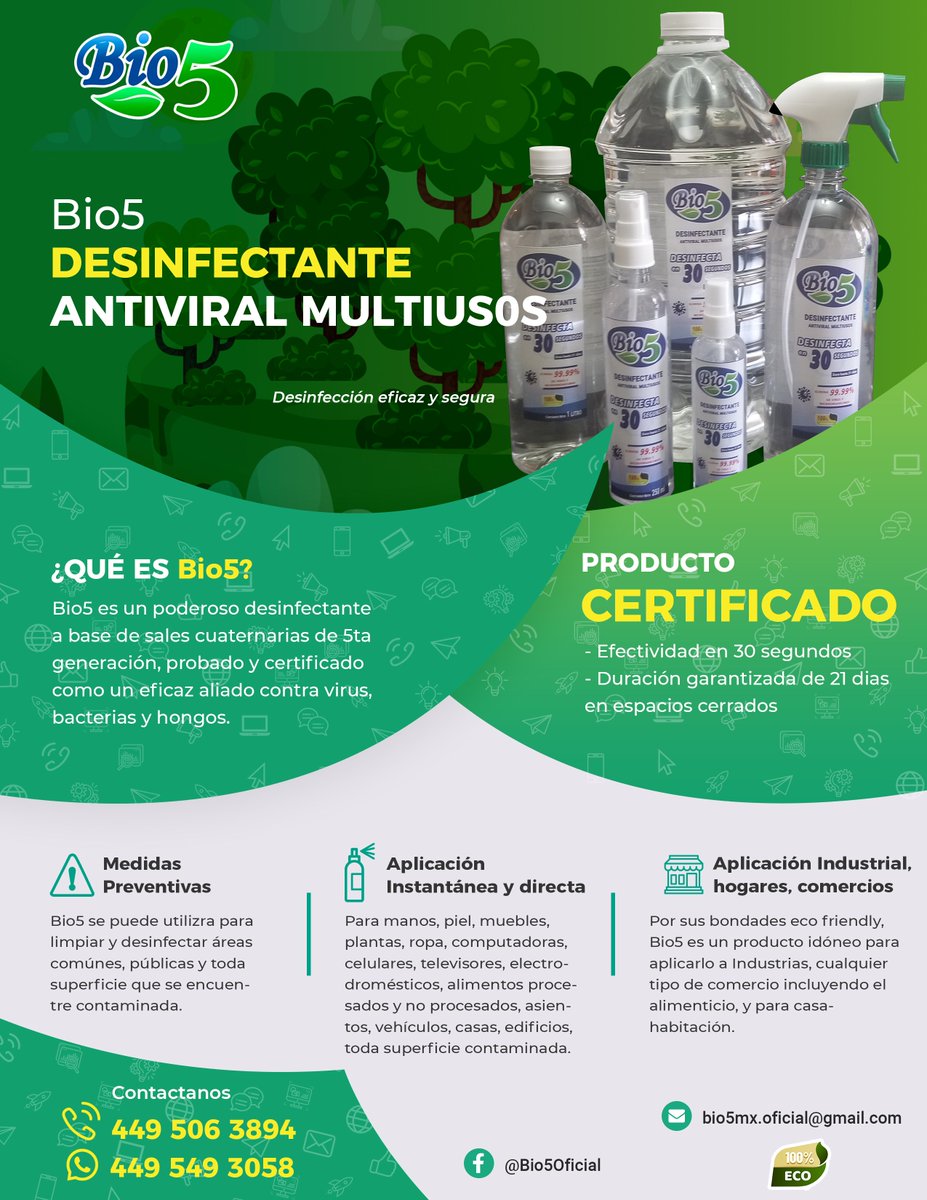 Bio515's tweet photo. Bio5, la seguridad que tu familia necesita.

Conoce nuestros productos: 
https://t.co/GawBsEgRQd

Contáctanos: 449 549 3058

#bio5 #desinfectante #sanitizante https://t.co/vscQHizeSV