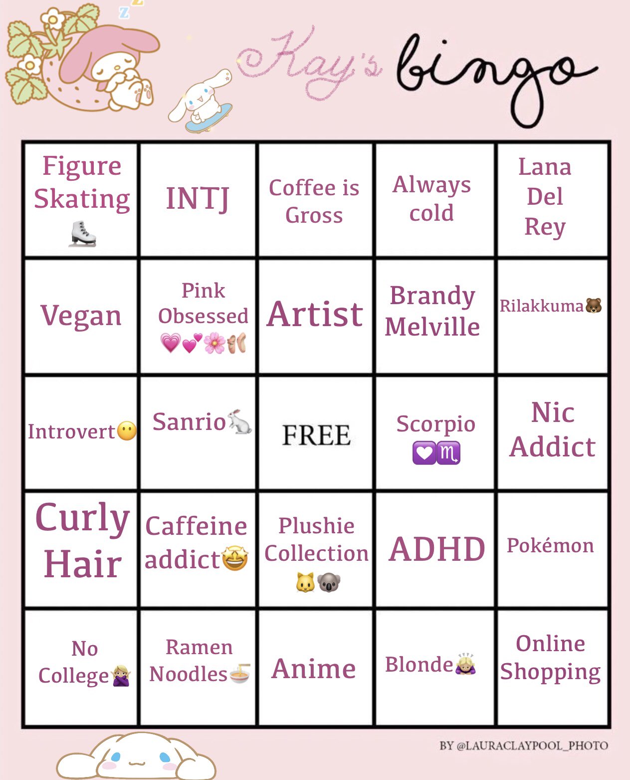 Bingo Series - INTJ bingo!