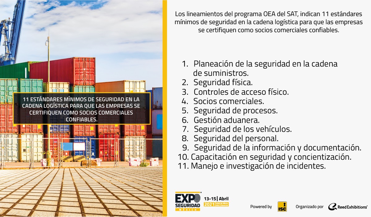 Después del 11/11; EUA aumentó la seguridad, reforzando las funciones de su oficina CBP. En 2012 el SAT se incorporó al marco SAFE de la OMA a través del llamado Nuevo Esquema de Empresas Certificadas (OEA). Conoce los 11 estándares mínimos para ser un socio comercial confiable.