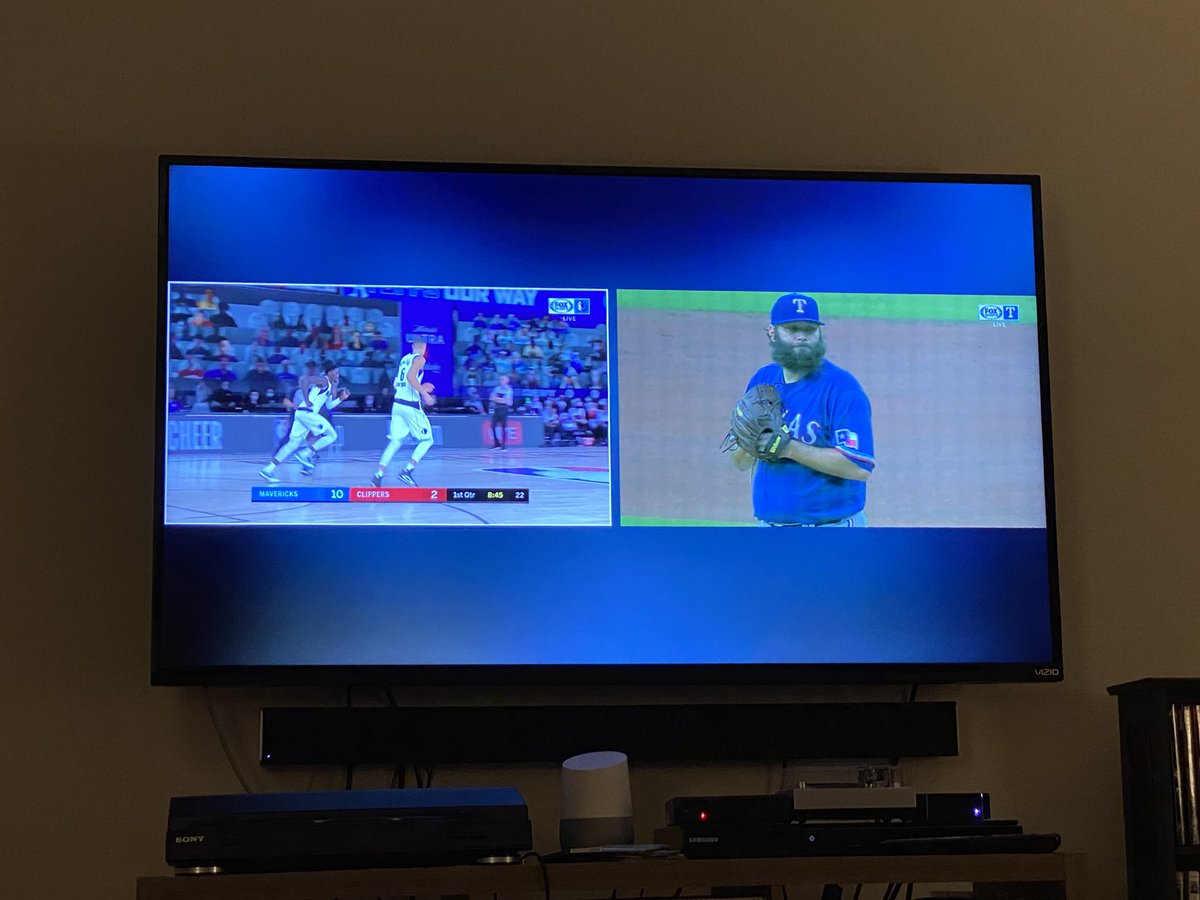 Jose Serrato (@digitalink817) on Twitter photo When the <a href="/dallasmavs/">Dallas Mavericks</a> are in the playoffs, but Lynn is pitching for the <a href="/Rangers/">Texas Rangers</a> . Soundtrack provided by <a href="/nadeler/">Eric Nadel</a> and <a href="/JaredSandler/">Jared Sandler</a> When the <a href="/dallasmavs/">Dallas Mavericks</a> are in the playoffs, but Lynn is pitching for the <a href="/Rangers/">Texas Rangers</a> . Soundtrack provided by <a href="/nadeler/">Eric Nadel</a> and <a href="/JaredSandler/">Jared Sandler</a>