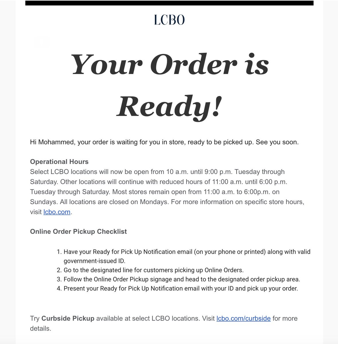 Anywho, I'm working and see this email from LCBO come through. I take a look at it's the "Your LCBO order is ready for pick up" email.I check and realized the wine bottles are STILL in the order. I'm thinking to myself: "No way they shipped free bottles of wines. No way!"