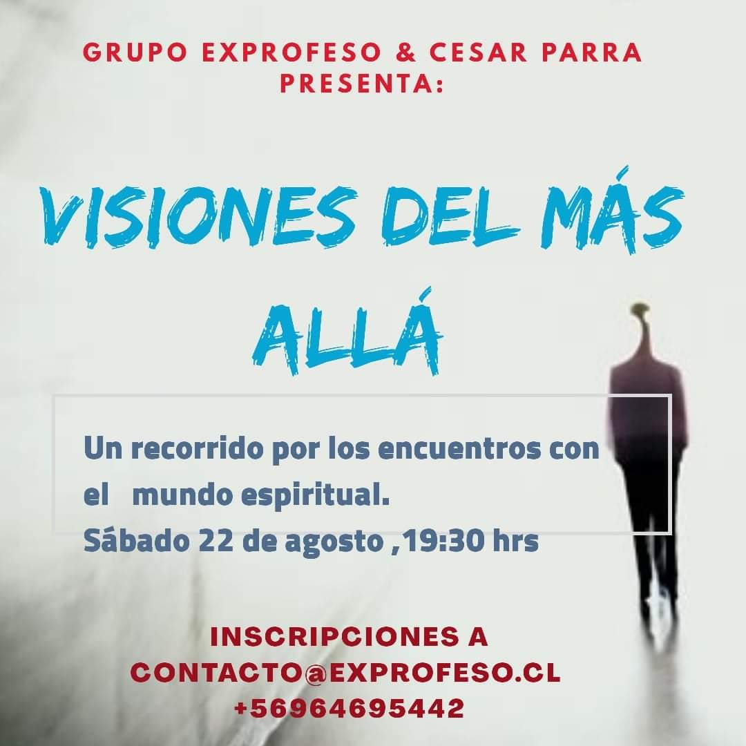 Decca_Chile's tweet image. VISIONES DEL MÁS ALLÁ

Este sábado a las 19:30 horas, el grupo Exprofeso y @CesarParraGuia, realizarán un taller enfocado en la vida después de la muerte.

Inscripciones a contacto@exprofeso.cl y al WhatsApp +56964695442

#DeccaCementeriosChile #Exprofeso #VisionesDelMásAllá