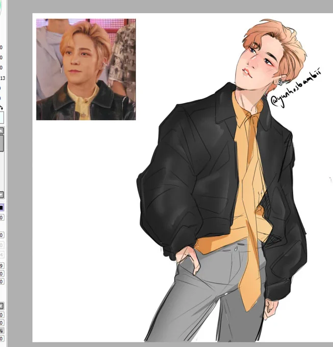 ended up being too tired from work and spending too long on a sketch when i wanted to do more, but long story short 200819 yunho was the biggest serve in history #wip 