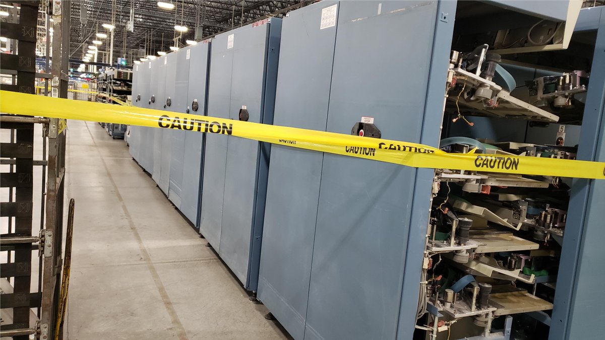 A Portland, Oregon postal employee provides these images of mail sorting machines, which the employee says were in working condition before being decommissioned in the past two weeks. These photos have not been independently verified by NBC News. More tonight on  @NBCNightlyNews