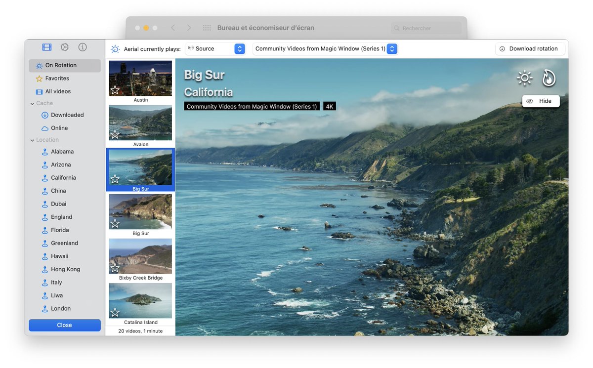 C_Wiz's tweet photo. Aerial 2.0.0 is out for macOS with a whole new UI for Big Sur, a new cache limit option, and 20 new videos. Check it out : https://t.co/ZhW2FY29gE https://t.co/Iwb3cmJyt3