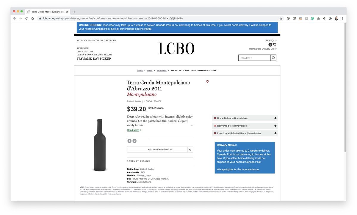 I repeat it's because I received the "wrong wine." Not because I paid nothing for 24 bottles of wine!The rep brings out the scanner and scans the bottle. Guess what? It has the same LCBO # and each bottle costs $39.20.I'm standing there regretting my decision to walk back in.