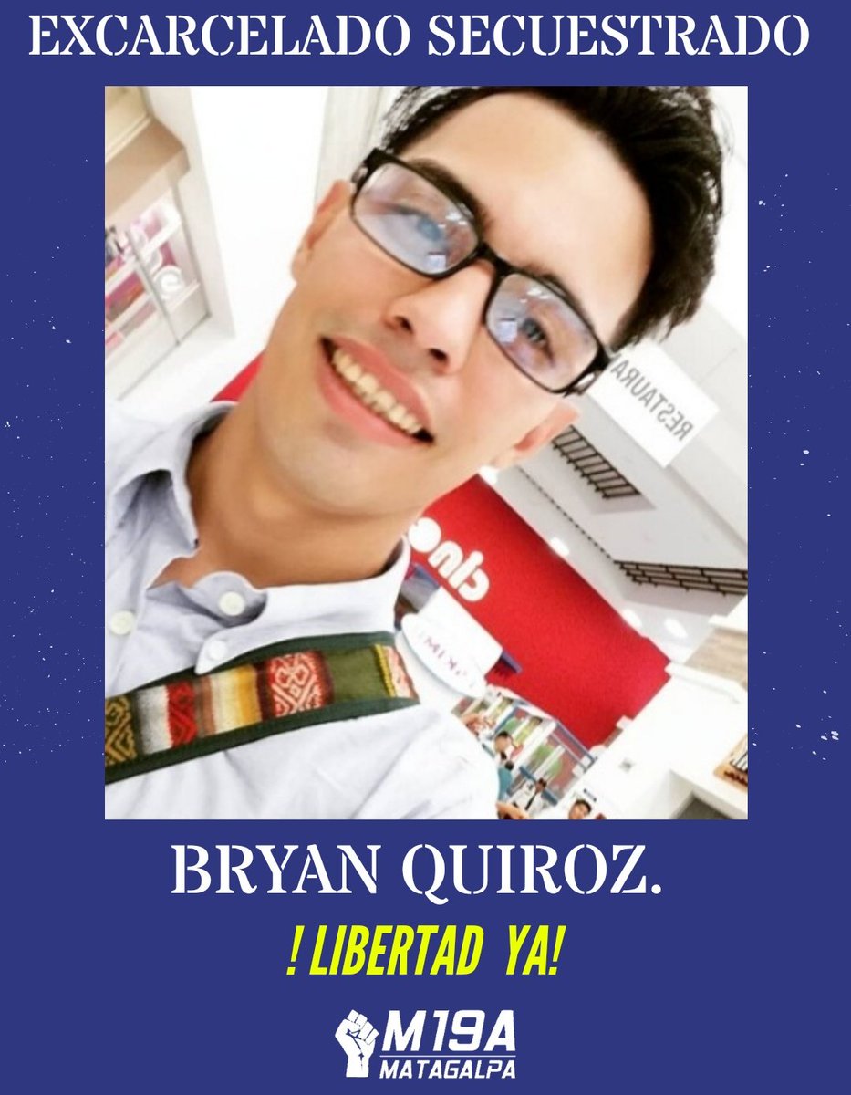 M19AMatagalpa's tweet photo. #URGENTE
El joven estudiante Aritz Báez y Bryan Quiróz estudiante excarcelado, fueron secuestrados en la madrugada de hoy por la guardia Orteguista. se encuentran detenidos en el Distrito II de Managua. 
¡Exigimos su liberación inmediata y respeto a su integridad!
#SOSNicaragua https://t.co/sgFMWzUfl7