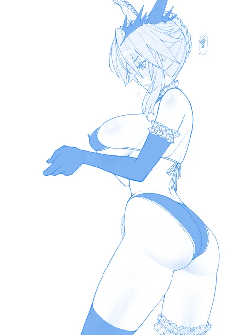 黒乳上にメイドオルタ水着を着るように命じてみた #5 本日の進捗。 #FGO #今日のらくがき 