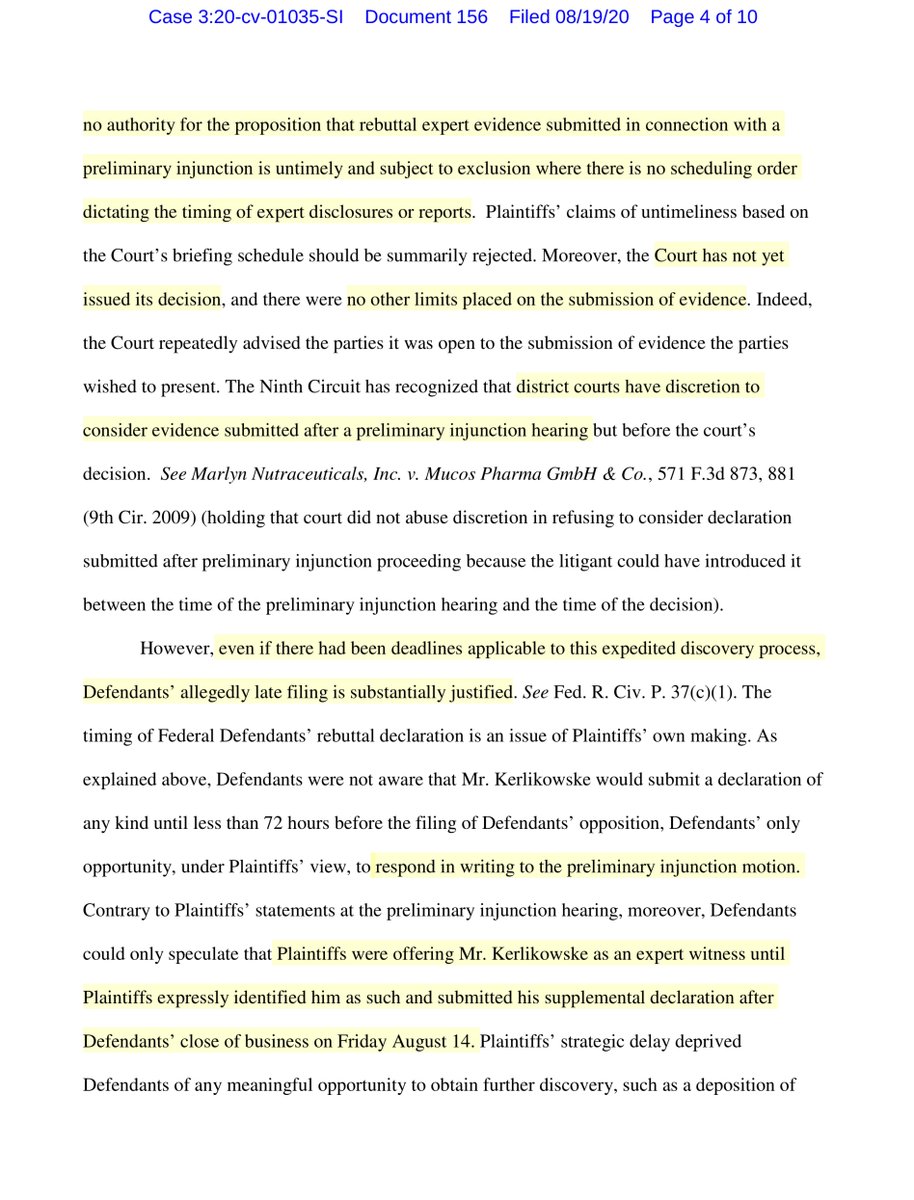 Oh but there’s still more - the Fed Defendants filed their Oppo re Strike and let me tell you - I am embarrassed for the  @TheJusticeDept  @DHSgov  @CBP ”attorneys” their Oppo isn’t something a 1st year would write let alone file. It’s the classic projection https://ecf.ord.uscourts.gov/doc1/15107650817?caseid=153126