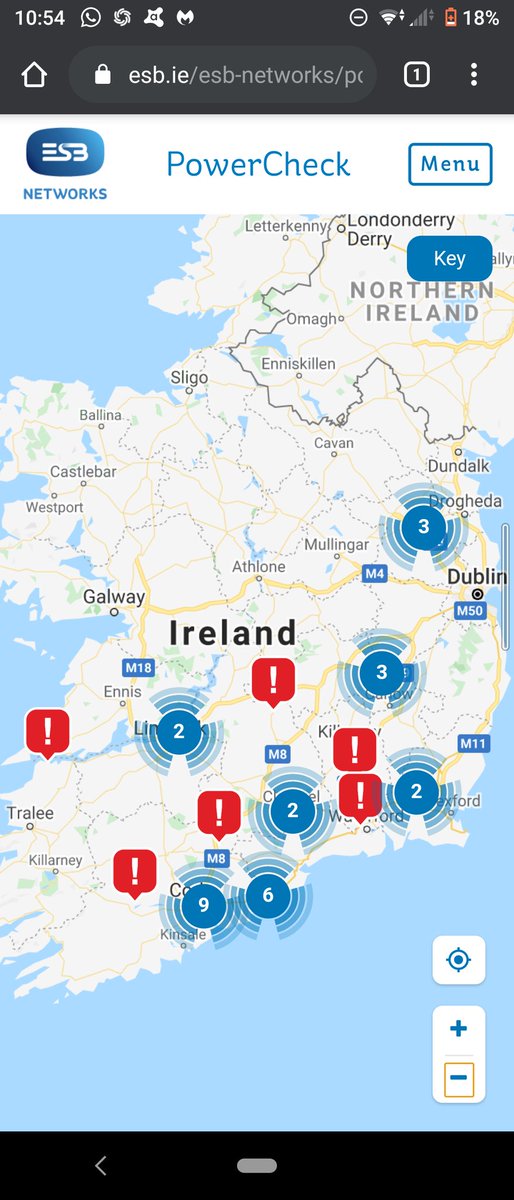 PCRepair5's tweet photo. #StormEllen #ESBpowercheck #ESB current power outages. Its quick the power has gone omg I'm on 18% battery. Might be a quiet night for me here on Twitter.
#StaySafe https://t.co/e7o29h9Q6Q