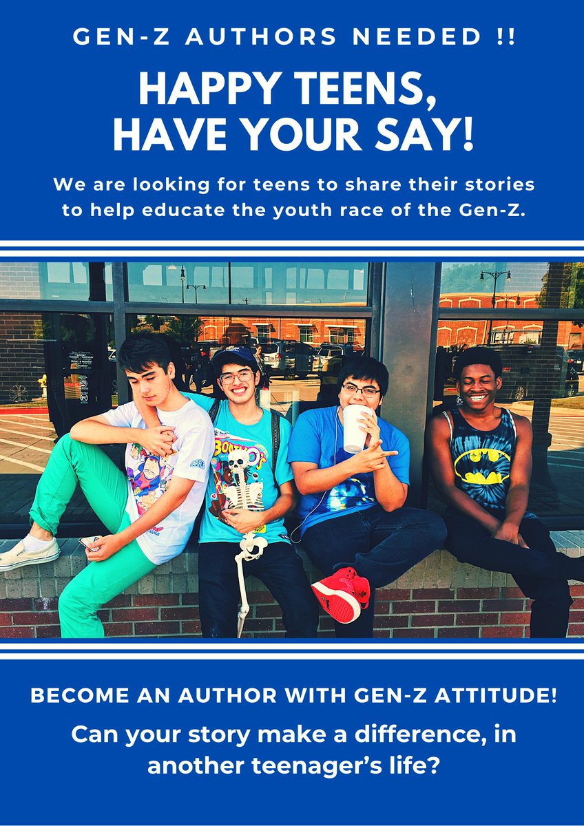 BeFreeNowCoach's tweet photo. Calling all enthusiastic teens for our GEN -Z collaboration book. Please PM with questions. 
Parents/guardians, please contact :
book4peace@gmail.com,
Subject : "Teens Collaboration".
Story submission Deadline: 12th September 2020.

#teens #Gen-Z #collaborationbook #zerosolutions https://t.co/u9rdjkGOm8