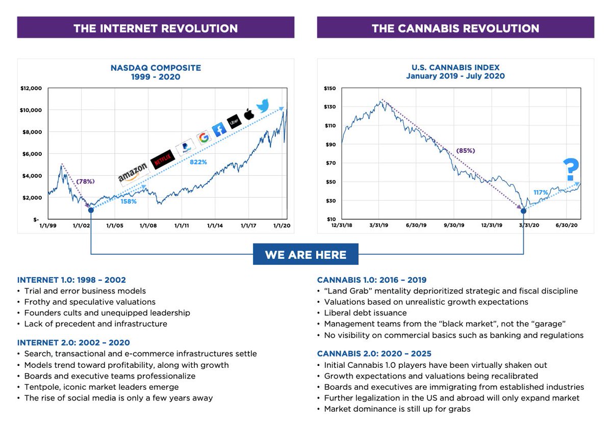 Cannabis vs the Internet Bubble.

This is part of what got me into this wild industry. It’s certainly what my partners saw who had been in the world of tech a time or two. 

What do you think? Cannabis rebound or no?