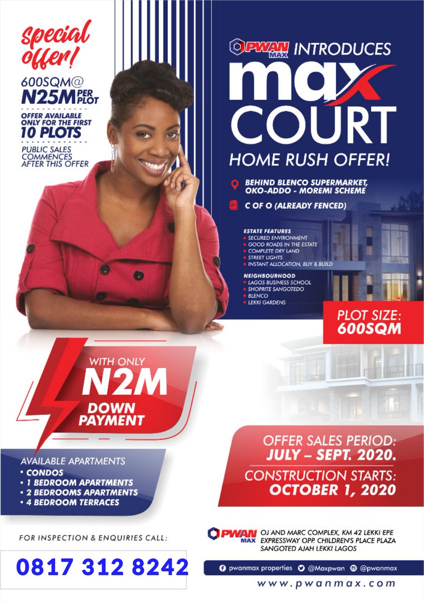 PwanHomesInvest's tweet photo. WEAR THE SHOES? IT FITS ...#Invest in the new #Lagos
#Max_Courts #Odo-Addo
Location: beside FTZ, Ibeju-Lekki #Lagos_State
#Price and Size:
โฆ20m for 600mยฒ
#Initial Deposit โฆ2m ONLY
#Title: CofO
โ๏ธ0817 312 8242
๐งpatrickbassey5000@gmail.com https://t.co/t2SX9naziT