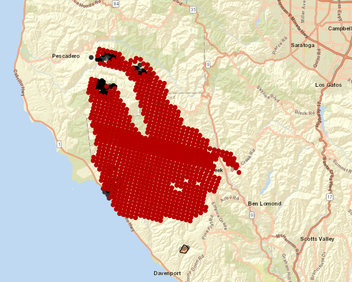 But the reported fires can be noisy—we're measuring the earth's temperature from space, which is very cold and very far-away. And a small fire in a large pixel is reported for the whole area, so satellite detections often look blocky (per  @WIFIREProject  https://firemap.sdsc.edu/&nbsp;)