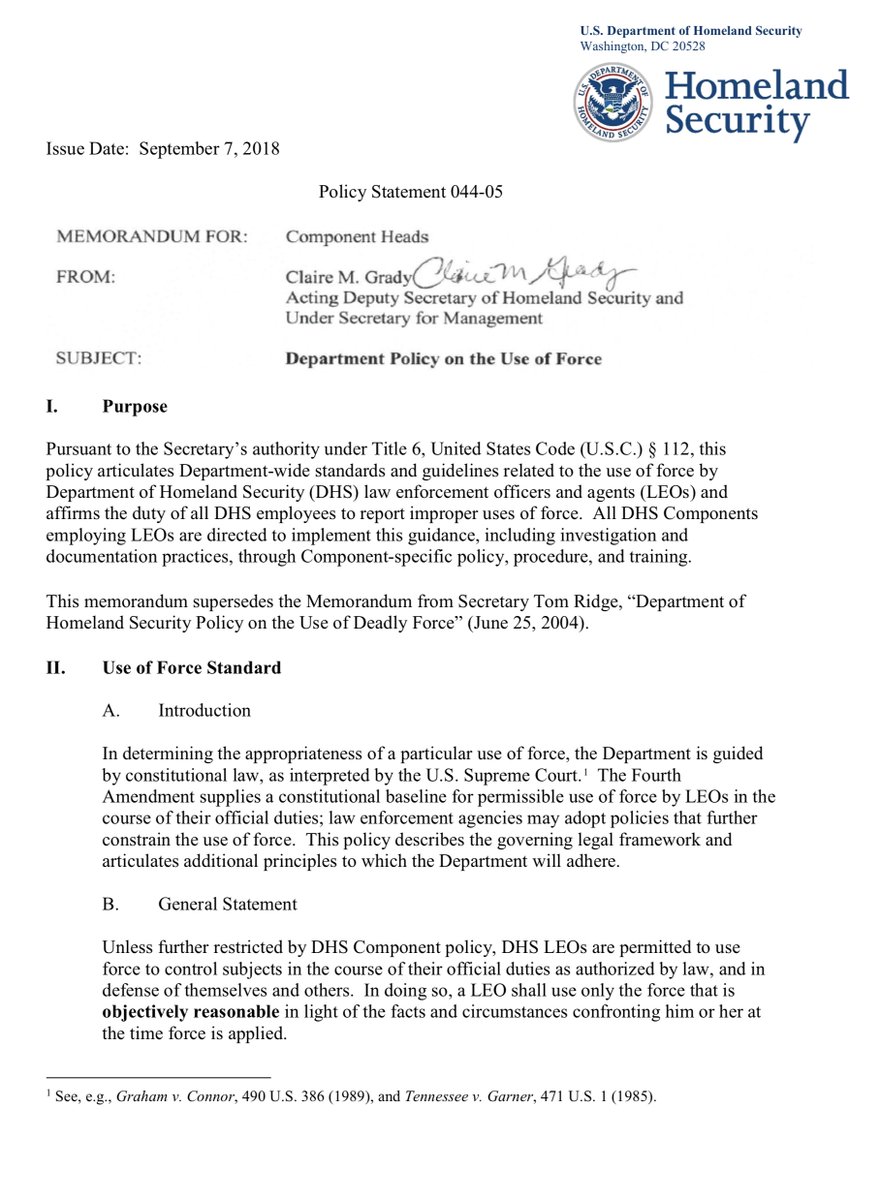 For folks not in the legal community you’re wondering “what’s the BFD” - allow me to show you why it mattersIn litigation parties are required to argue from the same set of facts & docsDHS stating “plaintiffs could run a basic Internet search“9/2018 https://www.dhs.gov/sites/default/files/publications/mgmt/law-enforcement/mgmt-dir_044-05-department-policy-on-the-use-of-force.pdf