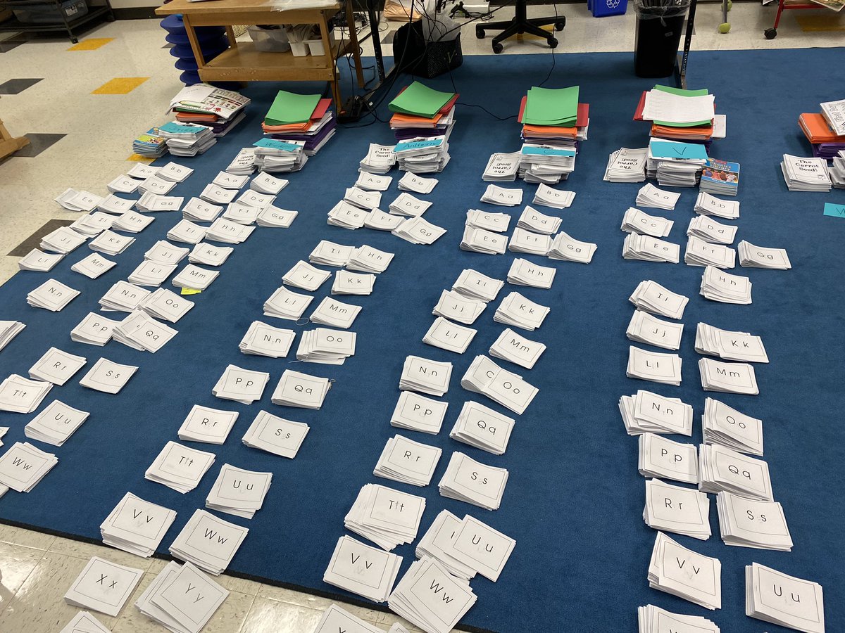 AnthsAlligators's tweet photo. Shocked there were no paper cuts...getting a whole quarter of materials &amp; supplies ready for kindergarteners to have at home is no small task. Thankful for my AMAZING team! ❤️ Let’s go, little Eagles! https://t.co/hUyvTt0701