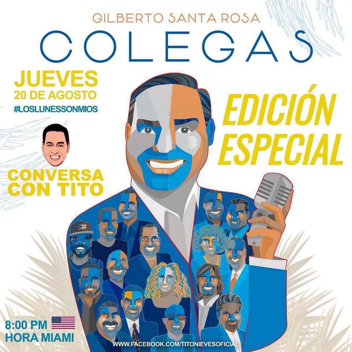 Saludos salseros, mañana jueves a las 8:00 PM (hora de Miami) Estaré compartiendo con muchos colegas de la salsa, en “Conversa Con Tito” <a href="/TITONIEVS/">Tito Nieves oficial</a> estaremos hablando sobre la nueva producción del maestro <a href="/gilbertoSR/">Gilberto Santa Rosa</a> donde tuve el honor de ser invitado a participar ! #OVMR