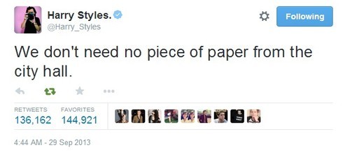 those tweets every larrie knows , but this one in particular. this one is part of a Joni Mitchell song called My Old man. that goes " He's my sunshine in the morning. He's my fireworks at the end of the day". Beautiful.