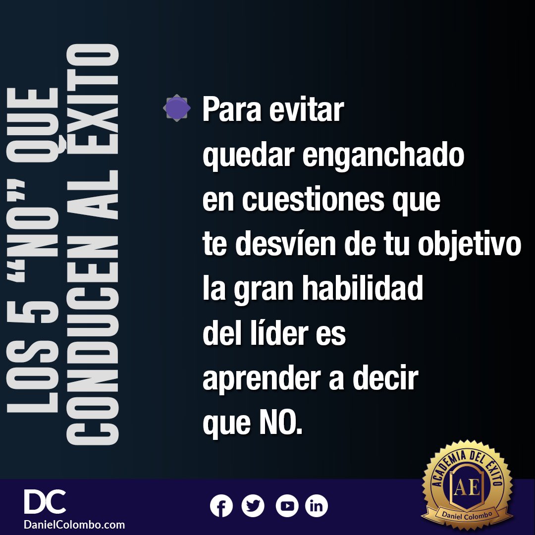 danielcolombopr's tweet photo. 🎁 ¡Hola! Nuevamente, bienvenid@s a la #AcademiaDelÉxito
.
🔔 Atención: en el camino hacia tus #metas hay varios NO que son saludables, y que puedes empezar a practicar desde hoy mismo.
. https://t.co/4Vok6fOZiF