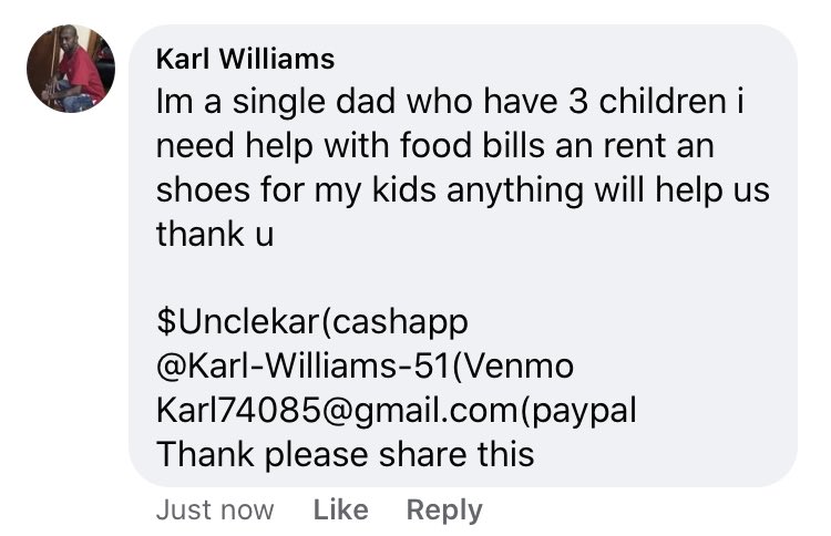 Karl is a single dad who is trying to keep it all together for his family. CashApp: $UnclekarVenmo: Karl-Williams-51