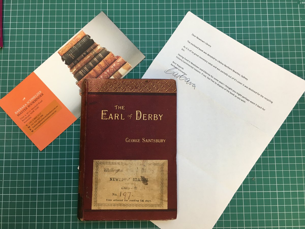 wcl_library's tweet image. Our librarians were shocked yesterday to discover the return of an item from 1902. Master Bookbinder Barbara Schmelzer found an old Newtown Library book on Sydney’s Northern Beaches, rebound and returned it. In this instance we have decided to waive one penny per day fine.