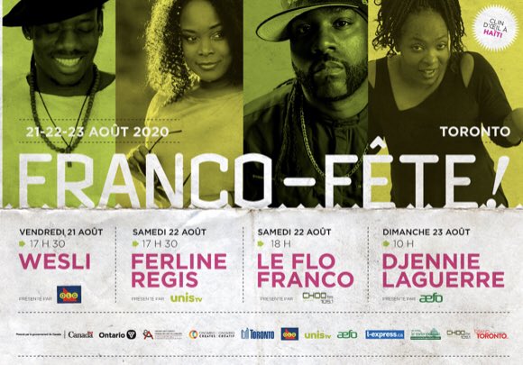 RudyChabannes's tweet photo. 38e @FrancoFete Toronto: J-2️⃣ avec Wesli, @FerlineRegis, @LeFLOFRANCO et @DjennieL en FB live via https://t.co/mwG6el9ny8 #tofr https://t.co/nR7c9XOKE8