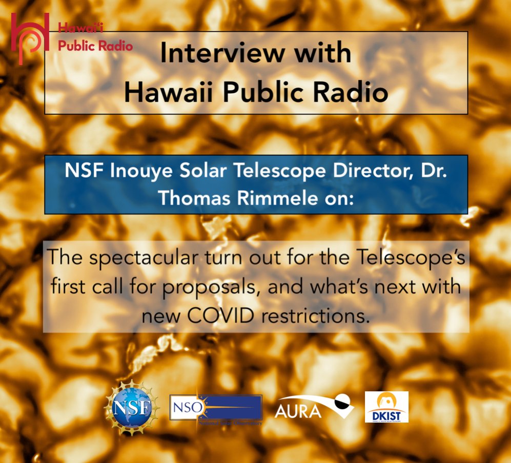 NatSolarObs's tweet photo. .
Early 2020, the world’s largest solar telescope published the first pics of activity around the sun.  #2020SolarVision
.
Director of @NSF Inouye Solar Telescope, says never in his wildest dreams did he imagine the response he got!

Listen @wearehpr :  https://t.co/JqMsQKuaJB https://t.co/lQHgvsFxNC
