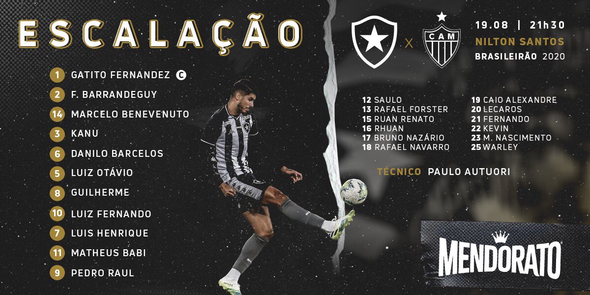 Fogão definido para enfrentar o Atlético-MG! 💪🏼🔥 #VamosFOGO ⭐️