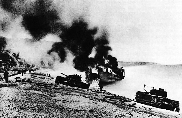 The pebble beach and sea wall hampered the Churchill tanks and other mechanized assets of the Calgary Regt. The result was infantry left without support during the crucial first minutes of the attack. The tankers fought on static until the withdraw-the crews were captured or KIA.