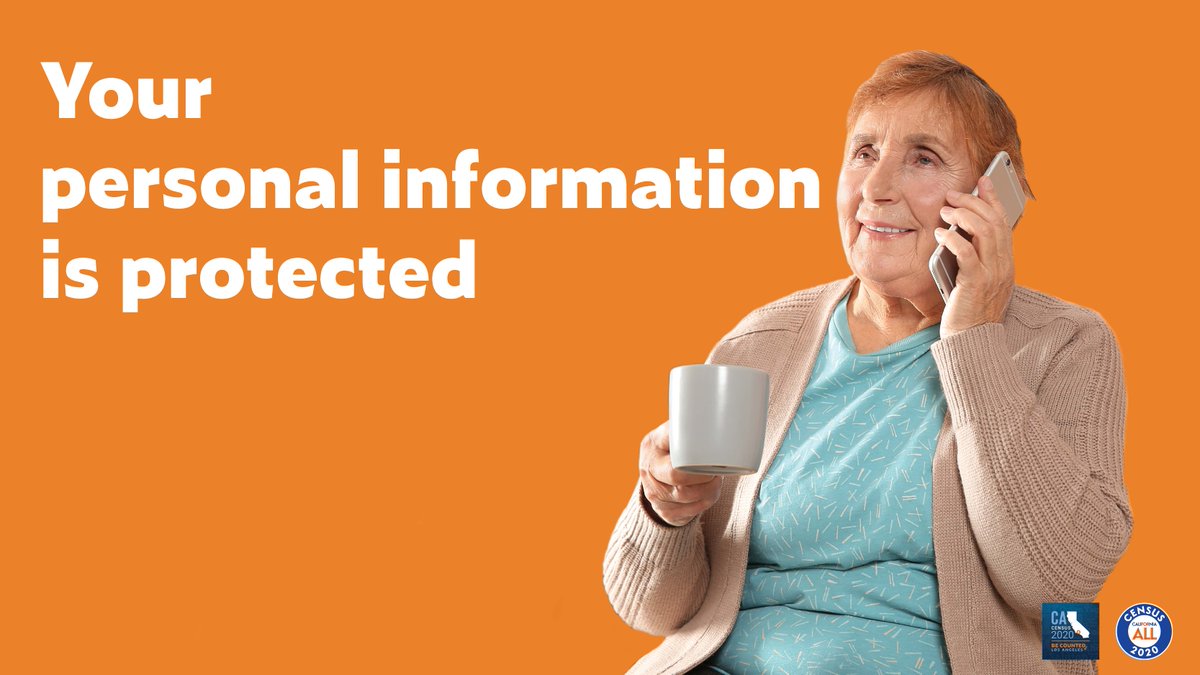 Woman on the phone with text that reads "your personal information is protected"