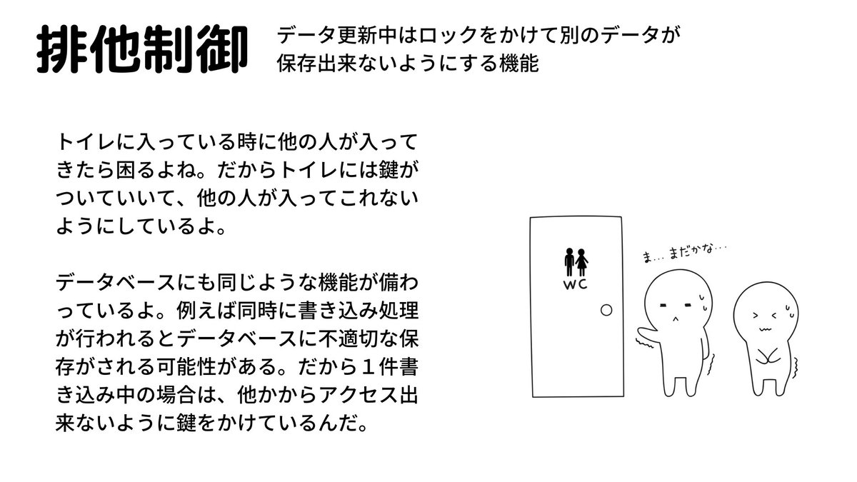 PicProgramming's tweet image. プログラミング用語解説【排他処理】
#駆け出しエンジニアと繋がりたい 
#プログラミング初心者 
#プログラミング独学