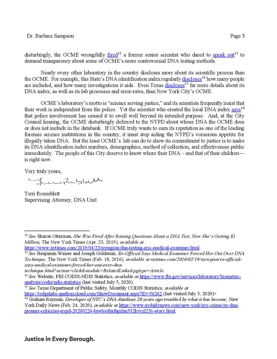 LegalAidNYC's tweet photo. Our letter to @NYCMayor and OCME calling for a complete shutdown of the City's rogue DNA database and for interim progress reports detailing efforts to expunge New Yorkers' profiles. #AbolishTheDatabase https://t.co/Zq0pamEQf7