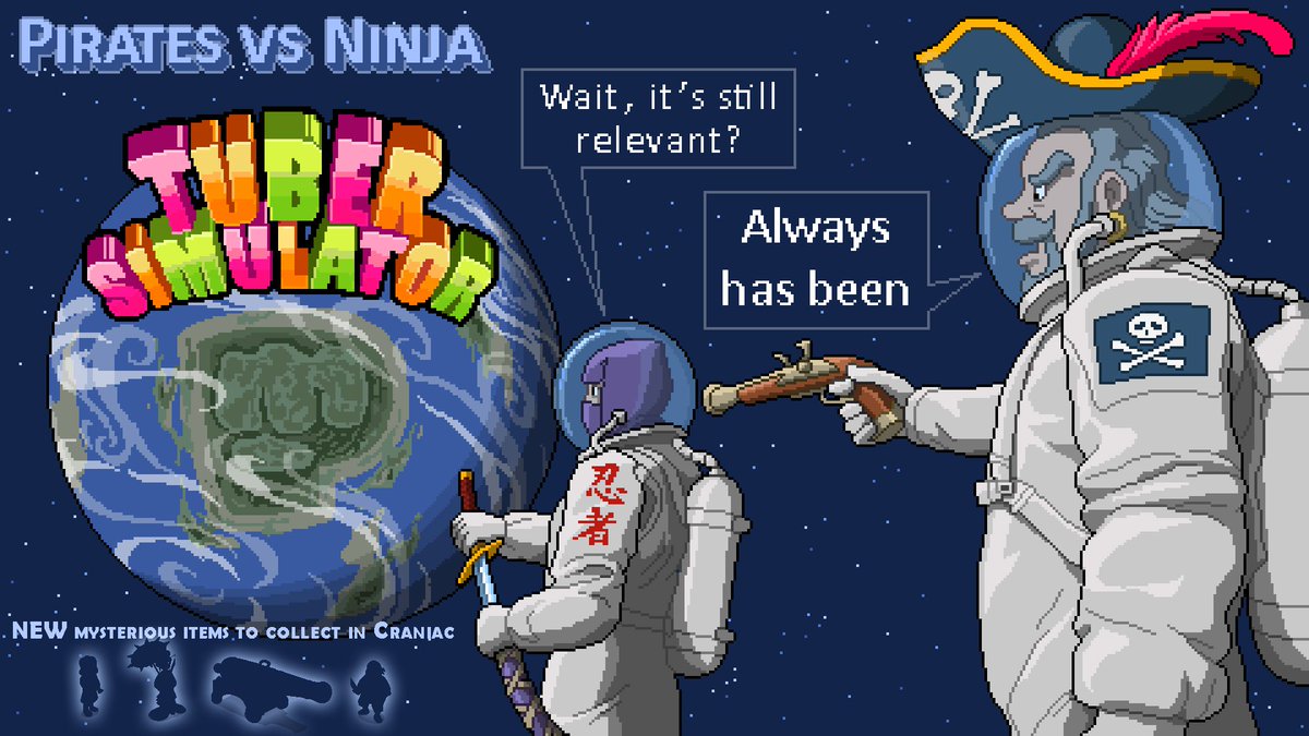 Outerminds's tweet photo. Wait, this template's still relevant?! Always has been... Pirates vs Ninjas is out! What are you waiting for?! New Craniac items await! https://t.co/lF02XoMfCc
#pewdiepie #outerminds #stillrelevant https://t.co/oTWim0MVF0