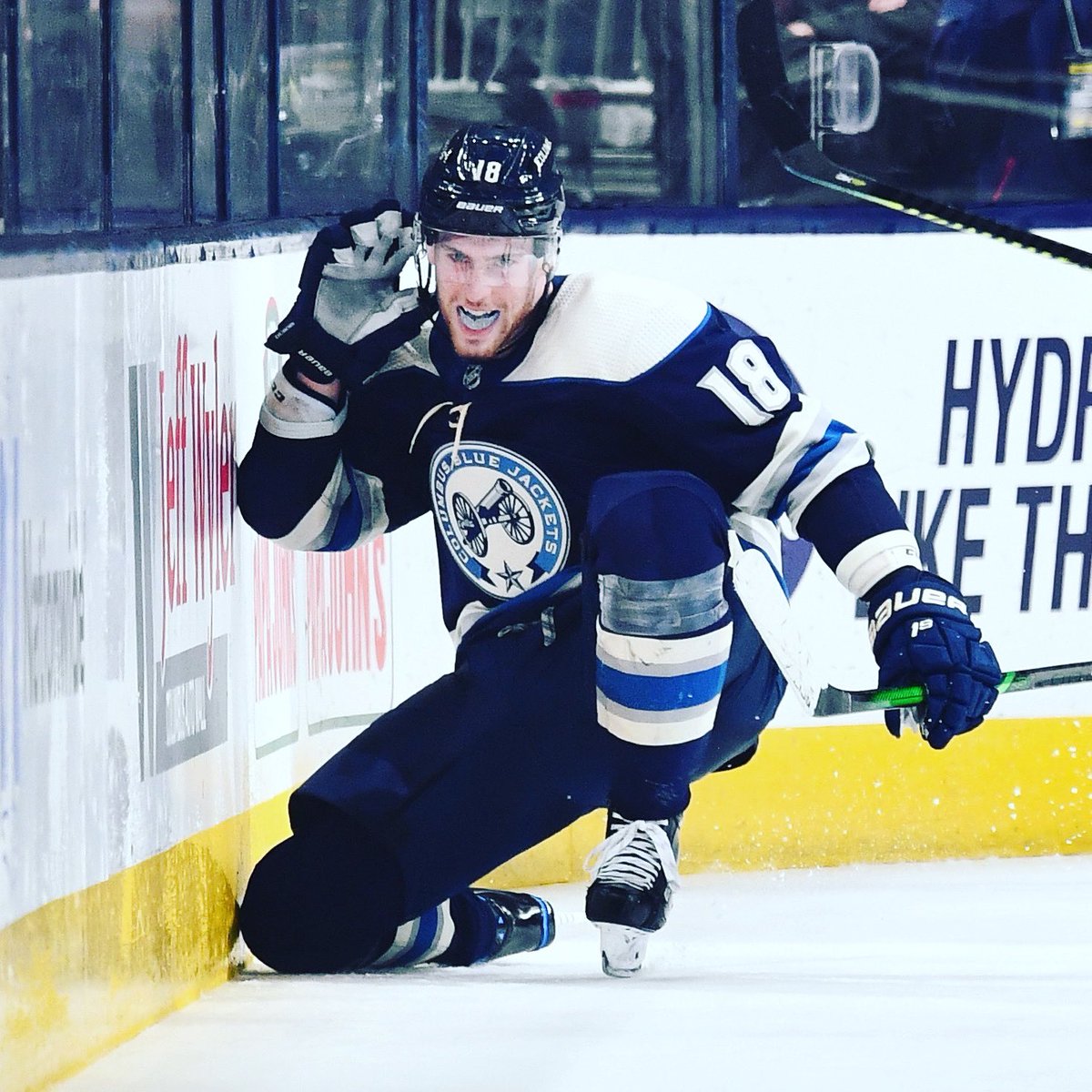 Anthockey614's tweet photo. My favorite photo of this season. I have this exact photo autographed by @18Dubois . Amazing player and your only getting better. Keep it up PLD ๐ค๐ผ #CBJ #OTgoal #HockeyTwitter #NHL @BlueJacketsNHL https://t.co/0jQAXYP0gc