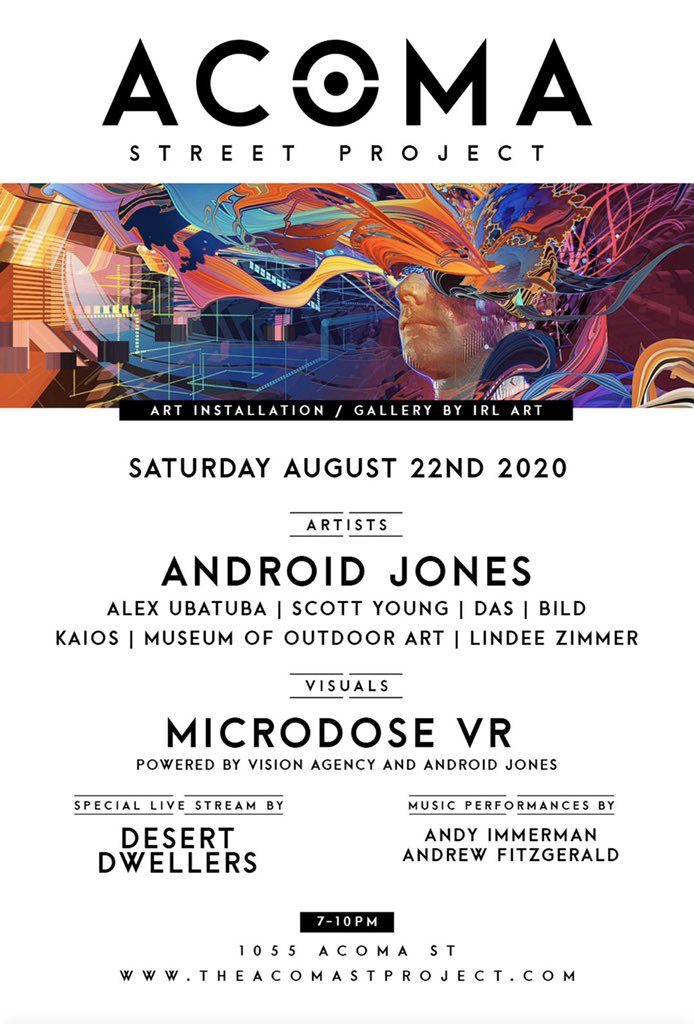 therealNIGHTOUT's tweet image. Hey Denver! Get ready to expierance the Acom Street Project with featured art from Android Jones and a special live stream from the @desertdwellers.
nightout.com/events/acoma-s…