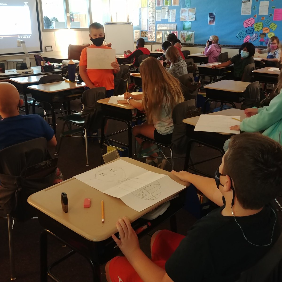 MPSHollrah's tweet photo. Art! We embraced the trend and tried our best. They get to hear me say, "Yet!" Productive struggle is powerful for everyone! I love their works so far and can't wait to see the finished products! #GoForTheGold #Together @NorrisElem https://t.co/qmX43KMrpz