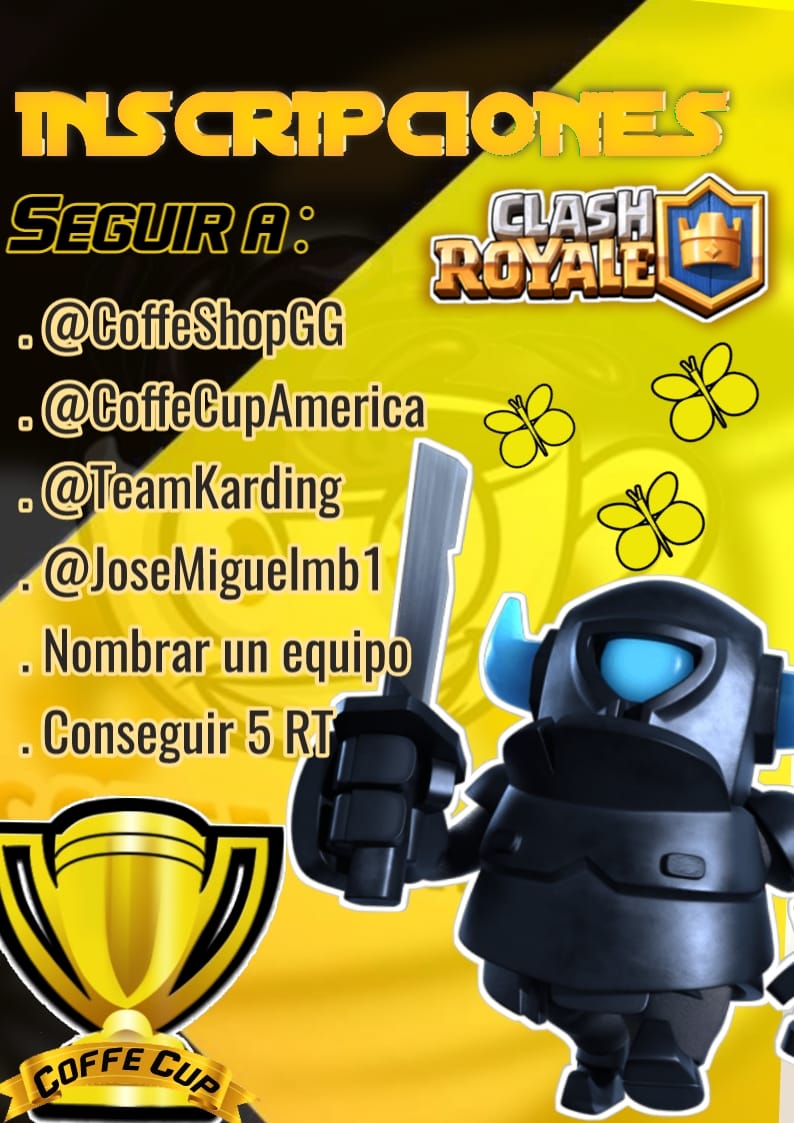 #CGCR | Coffe Cup América 

🏆 3 Edición

☕ Requisitos:
📍 Seguir a <a href="/CoffeCupAmerica/">Coffe Cup ☕ (Latam)</a> 
📍 Seguir a <a href="/CoffeShopGG/">Coffe Shop ☕</a>
📍 Seguir a @TeamKarding
📍 Seguir a <a href="/JoseMiguelmb1/">Josemiguel</a>
📍 Nombre a un equipo
📍Conseguir 5 Rts
📍Dar 🔄 y ❤️