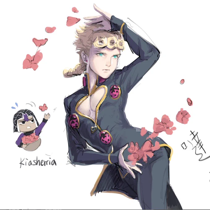 ?#jjba  Want to doodle part 5 #Misgio #
Also trying different color clothing for them.??
(1/3) #Jotakak below 