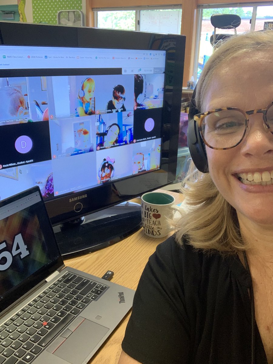 Rockin’ some synchronous learning. My little cougars are hanging in there with me!  Have to say, I’m already proud of these kids and families 💕⁦<a href="/apexescougars/">Apex Elementary</a>⁩
