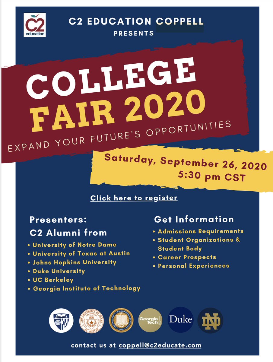 C2Coppell's tweet photo. @C2Coppell alumni are doing it again #payitforward. We want to take the guesswork out of the equation and give you the real scoop on your #dreamschool. Register: https://t.co/b9iTHtYgbR https://t.co/hZ026bp5WB
